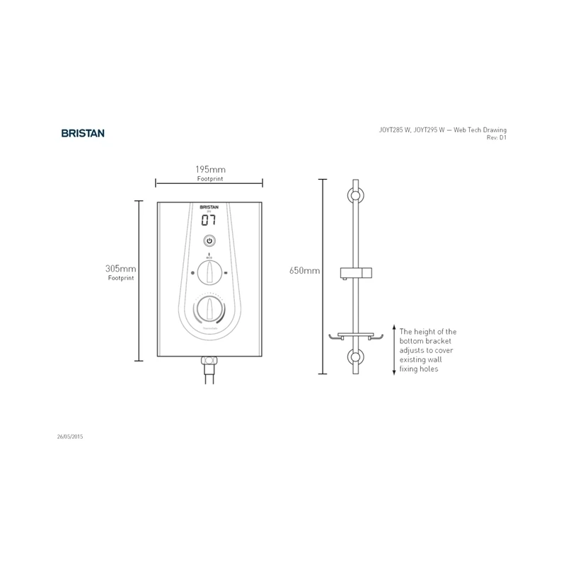 Bristan Joy Thermostatic 9.5kW Electric Shower White 4 Bristan Joy Thermostatic 9.5kW Electric Shower White - Image 2