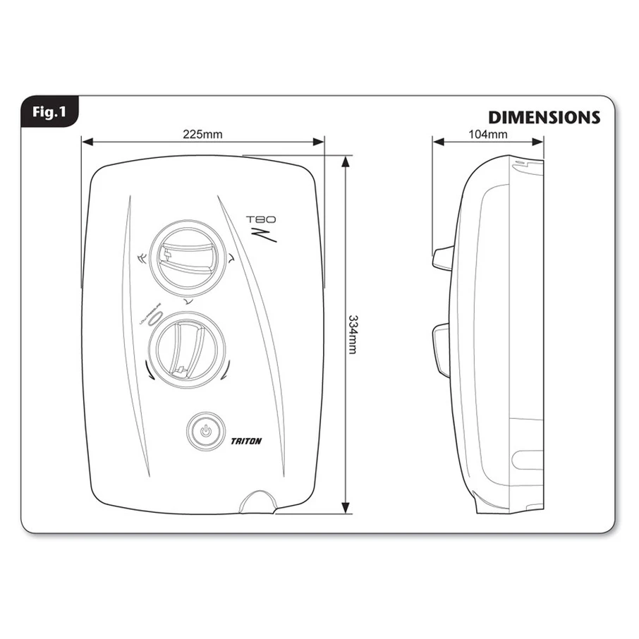Triton T80ZFF Electric Shower 7.5kW White/Chrome 4 Triton T80ZFF Electric Shower 7.5kW White/Chrome - Image 2