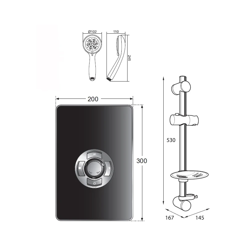Frontline Aspirante Electric Shower Black Gloss 9.5kW 3 Frontline Aspirante Electric Shower Black Gloss 9.5kW - Image 2