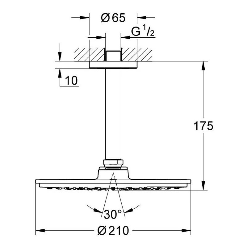 Grohe Rainshower Cosmopolitan 210 Head Shower Set Ceiling 26053 4 Grohe Rainshower Cosmopolitan 210 Head Shower Set Ceiling 26053 - Image 2