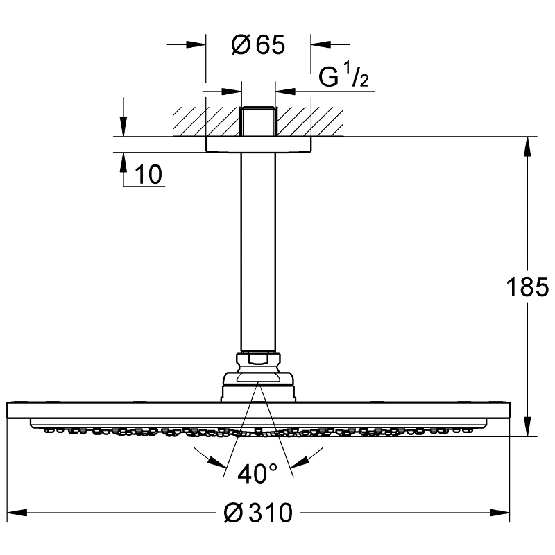 Grohe Rainshower 310 Ceiling Shower Set 26067 Brushed Graphite 4 Grohe Rainshower 310 Ceiling Shower Set 26067 Brushed Graphite - Image 2
