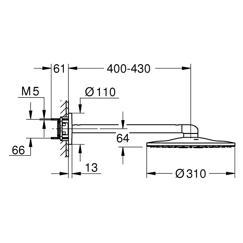 Grohe Smartactive 310 Head Shower Set 430mm Cool Sunrise 4 Grohe Smartactive 310 Head Shower Set 430mm Cool Sunrise - Image 2