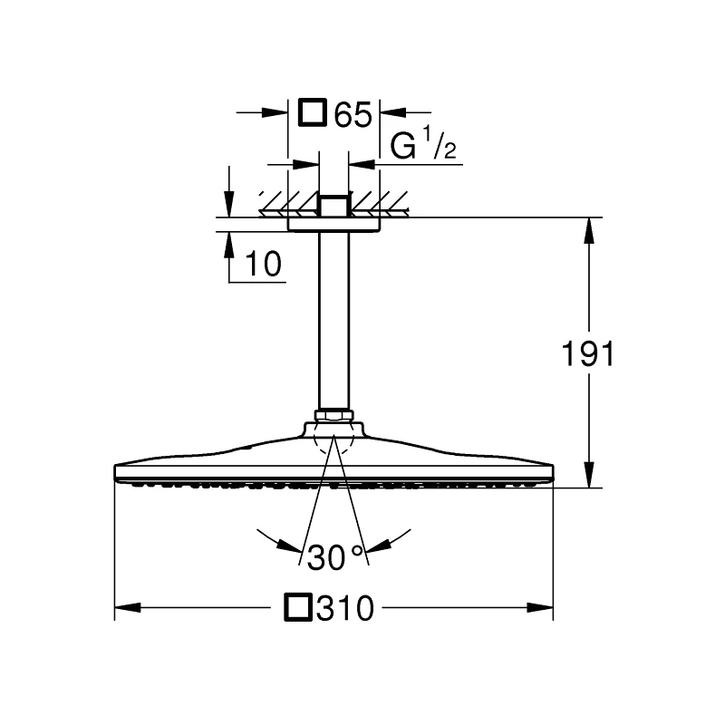Grohe Rainshower Mono 310 Cube Head Shower Set Ceiling EcoJoy 26566 4 Grohe Rainshower Mono 310 Cube Head Shower Set Ceiling EcoJoy 26566 - Image 2