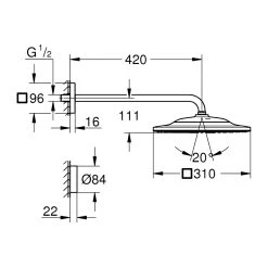 Grohe Rainshower Smartconnect 310 Cube Shower Set 422mm 26642 9 Grohe Rainshower Smartconnect 310 Cube Shower Set 422mm 26642 -Mira Showers shop grohe 26642000 4