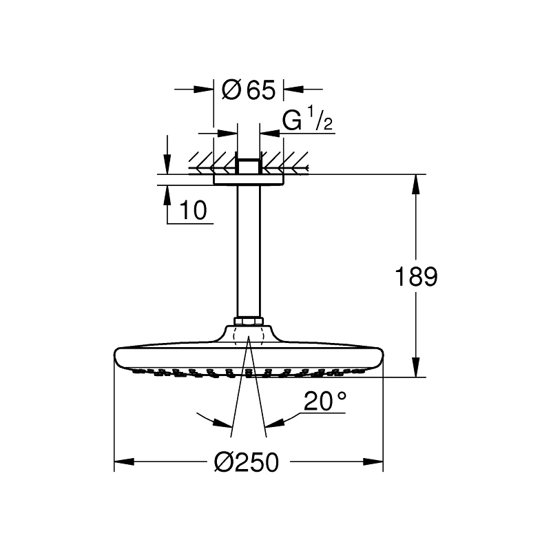 Grohe Tempesta 250 Head Shower Set Ceiling 26664 - Image 3