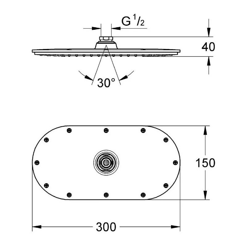 Grohe Rainshower Veris 300 Head Shower 1 Spray 27470 White - Image 2