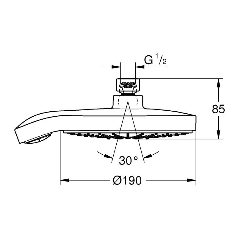 Grohe Power&Soul Cosmopolitan 190 Head Shower 27764 White - Image 2