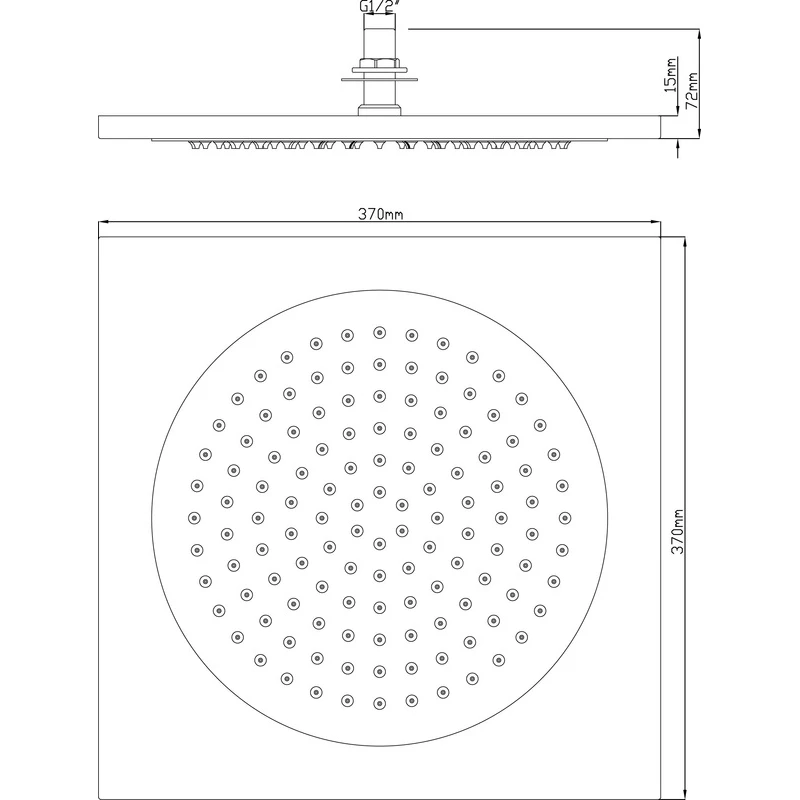 Hudson Reed Ceiling Tile Fixed Head 370mm 4 Hudson Reed Ceiling Tile Fixed Head 370mm - Image 2