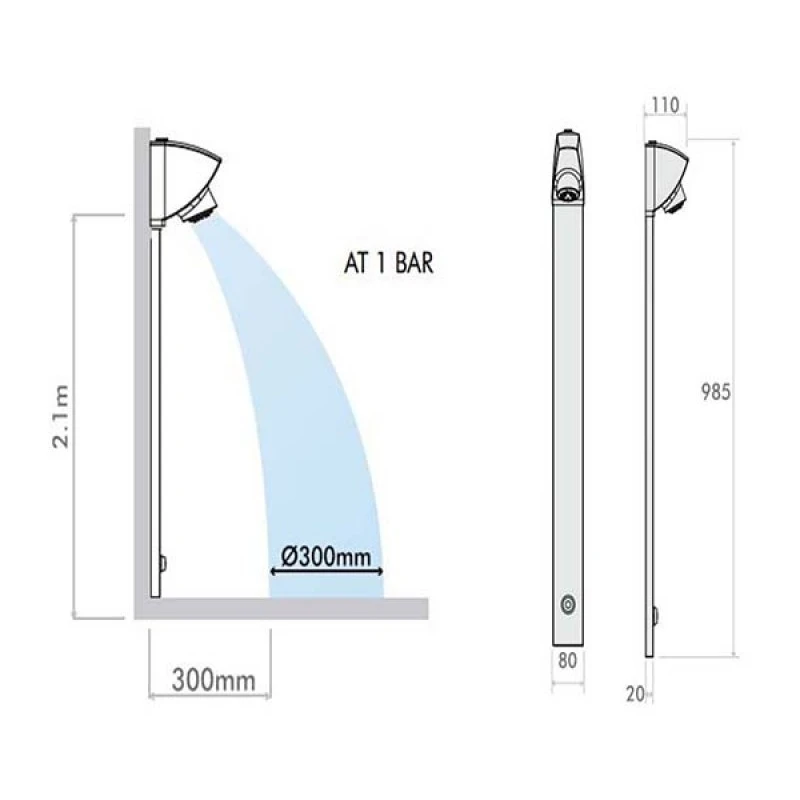 Inta I-Sport Shower Panel With Push Button Timed Control & Top Inlet Head 4 Inta I-Sport Shower Panel With Push Button Timed Control & Top Inlet Head - Image 2