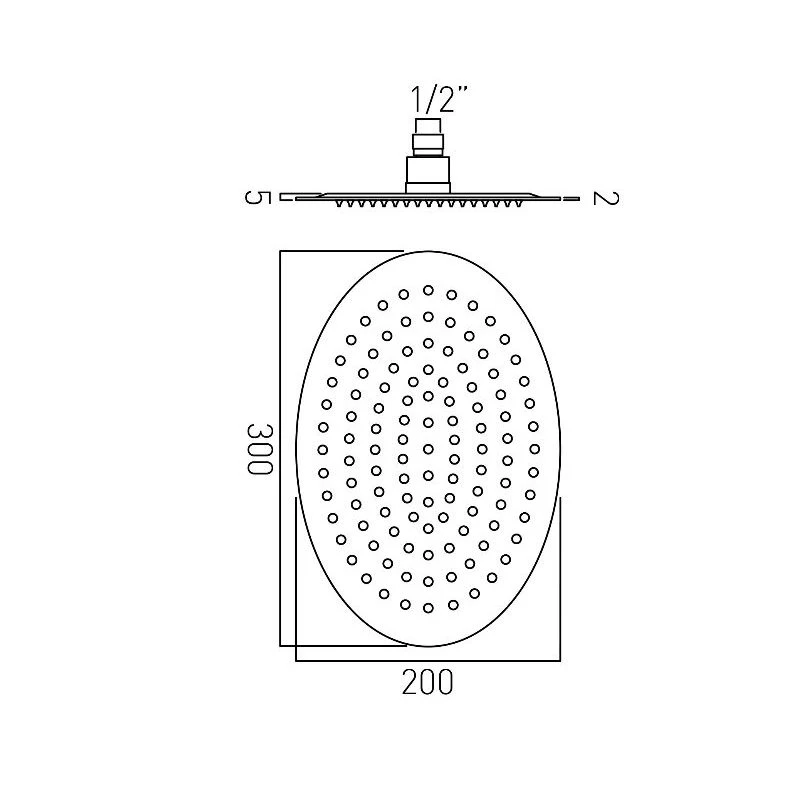 Vado Aquablade Oval Slimline Shower Head 200x300mm - Image 2