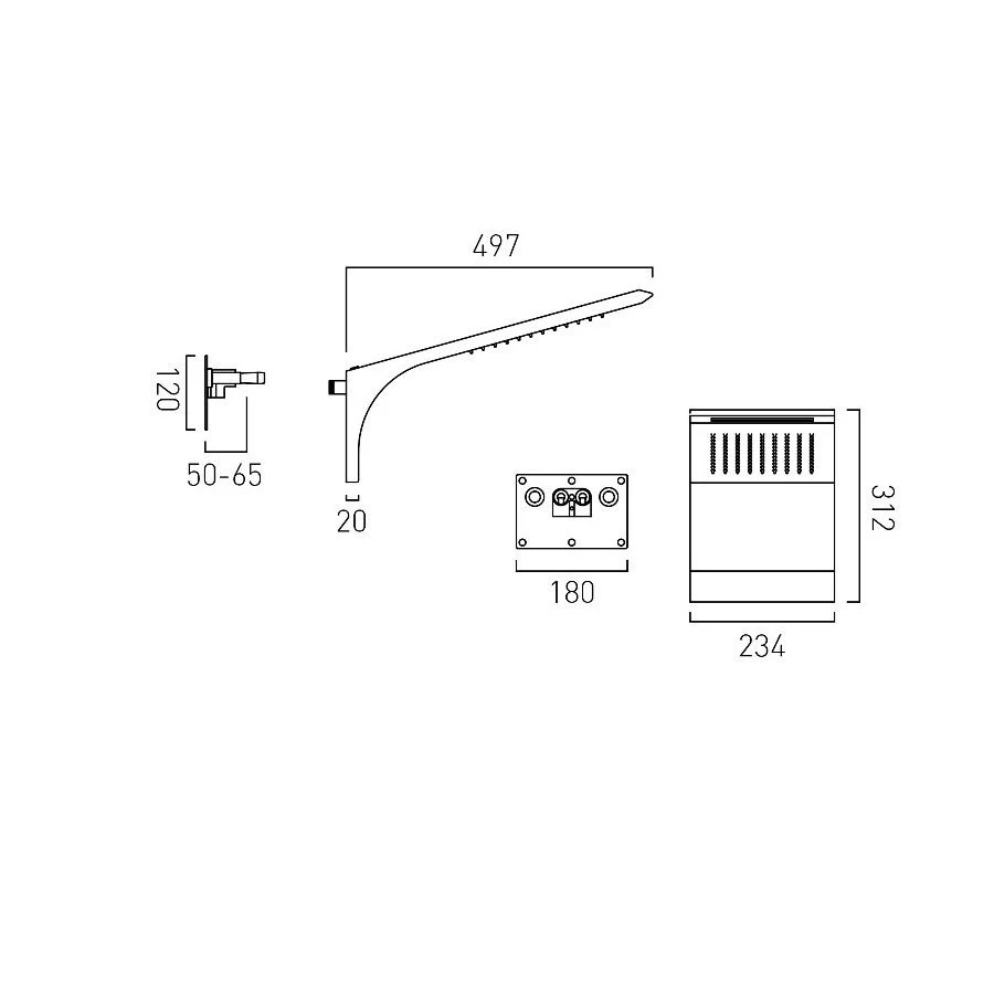 Vado Omika 2 Function Wall Mounted Shower Head - Image 2